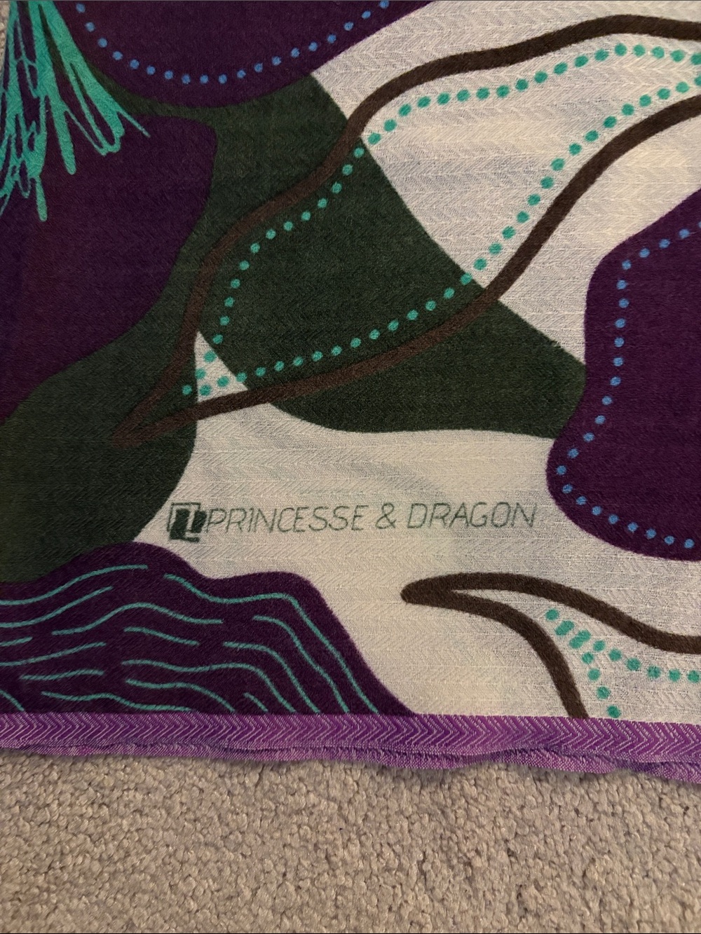 Purple Floral Wrap Scarf with Teal and Olive Accents by - Picture 2 of 4
